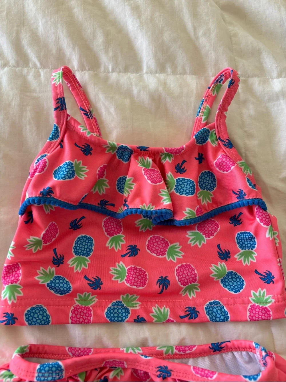 Penny M. Girls 4T 2-Piece Swim Set Ruffle Tank Top Bikini Bottom Pineapple